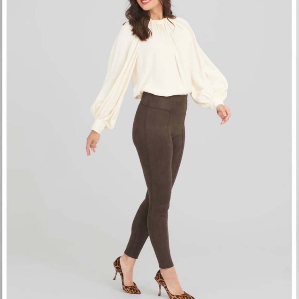 NWOT Spanx Brown Faux Suede Leggings size M